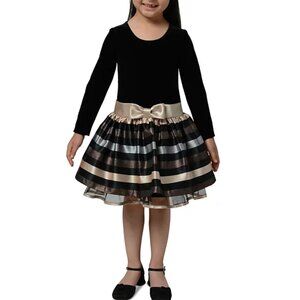 Bonnie Jean Little Girls Velvet Striped Dress size 6X